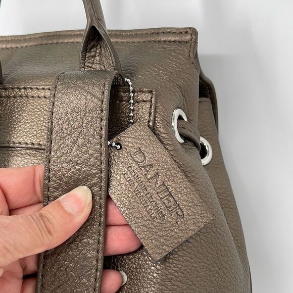 Danier Womens Genuine‎ Leather Metallic Adjustable Strap Backpack Bronze Small main image 7